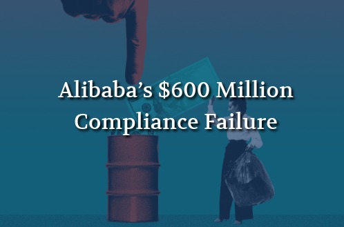 Illustration of money being dropped into a barrel beside a businessperson, symbolizing the financial consequences of compliance failures.